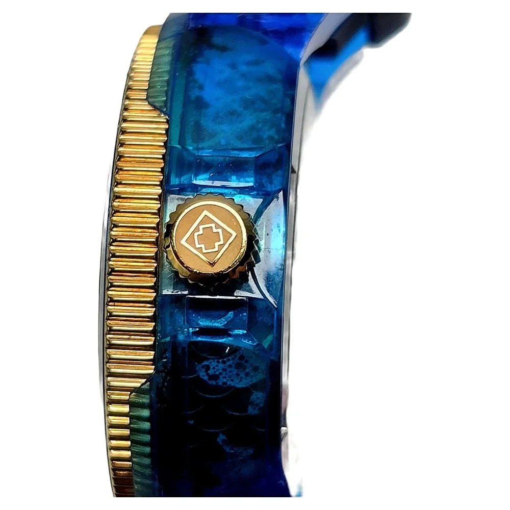 Invicta 35234 Blue Gold Watch 36mm Silicone Sport Accessory Excellent Condition